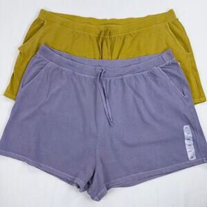 Old Navy Plus Women's French Terry Lounge Short Set 4X Purple Yellow